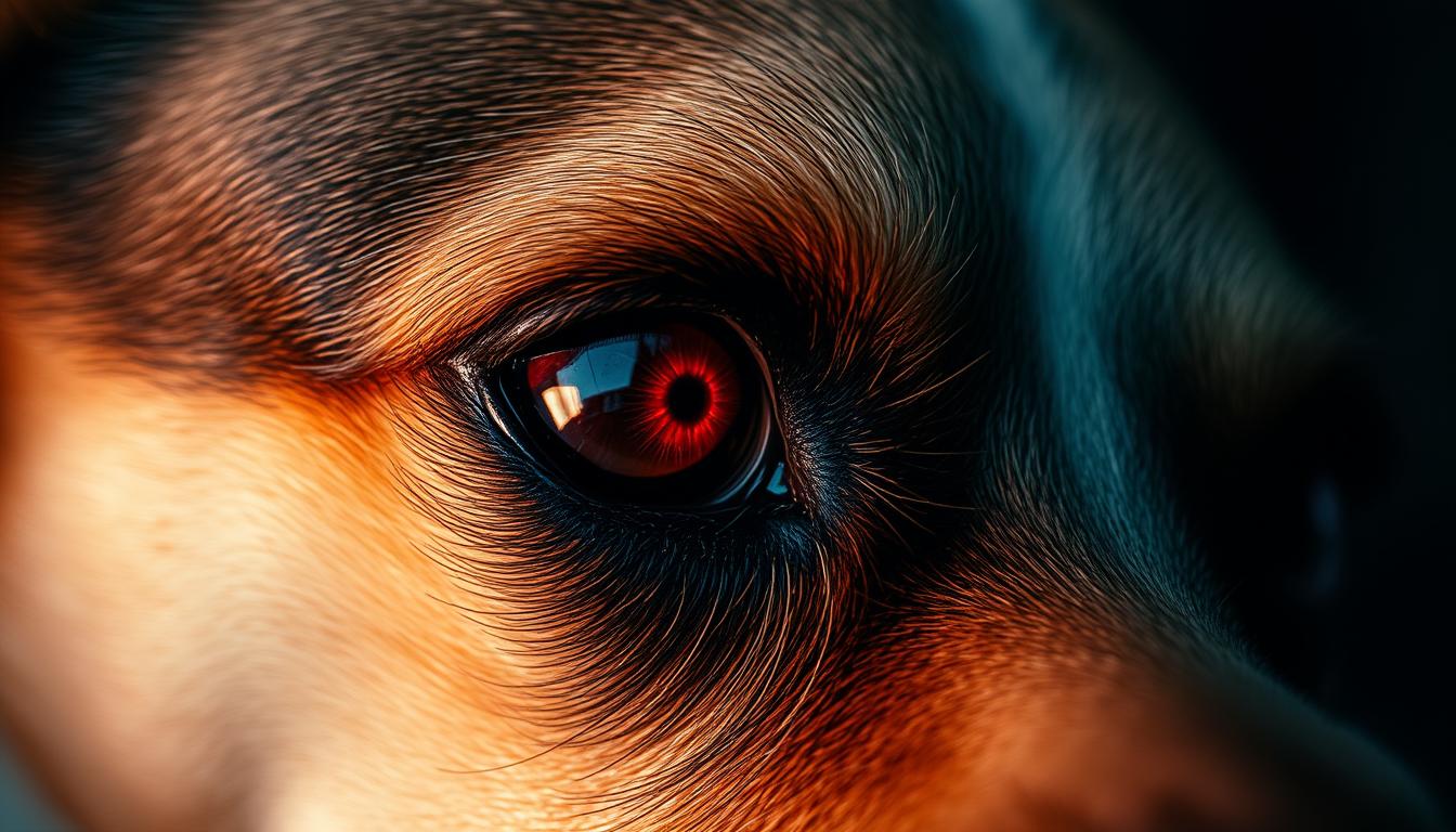 œil rouge chien
