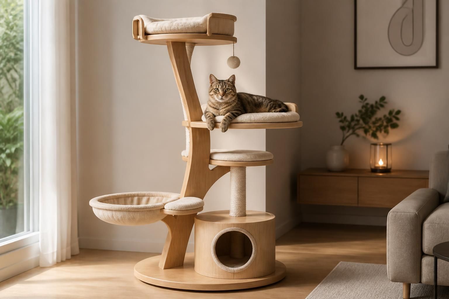 découvrez notre sélection d'arbres à chat design qui allient élégance et confort pour le bien-être de votre chat tout en s'intégrant parfaitement à votre intérieur.