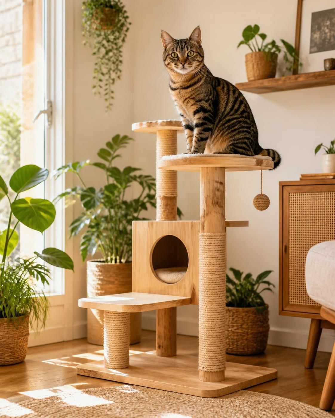 découvrez les avantages d'un arbre à chat en bois pour offrir à votre chat un espace naturel, solide et esthétique où jouer, grimper et se reposer.